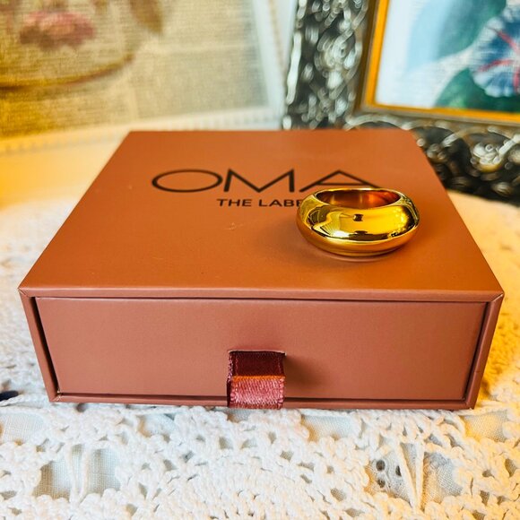 18K Gold Plated Dome Ring Size 6 Oma The Label The Haddy Ring - Picture 3 of 12